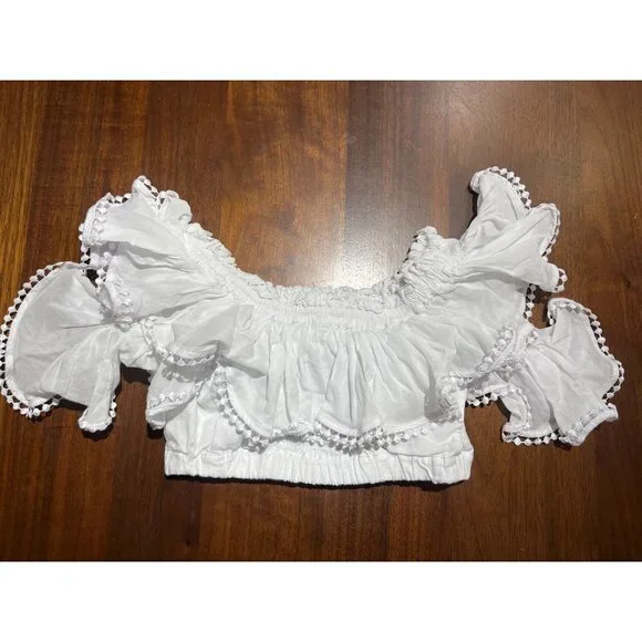 Charo Ruiz Ibiza Cata Top in White XSmall New Womens Cropped Blouse